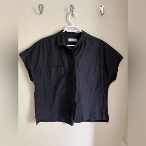 Everlane boxy short sleeved cotton button down black size L